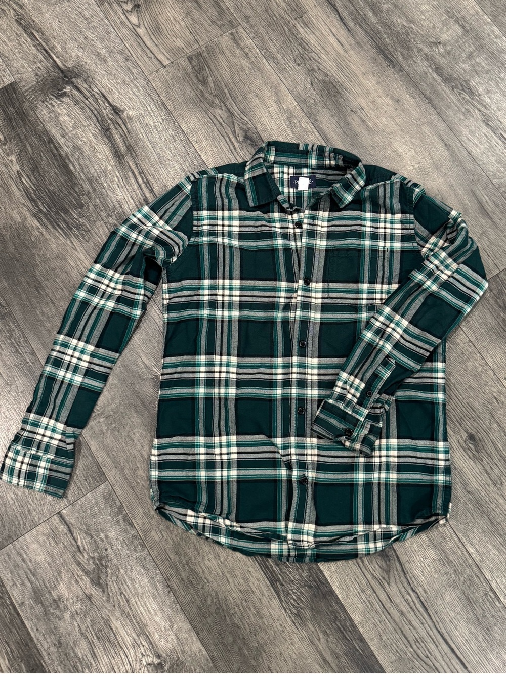 The Children's Place Green & White Plaid Button-Down Shirt